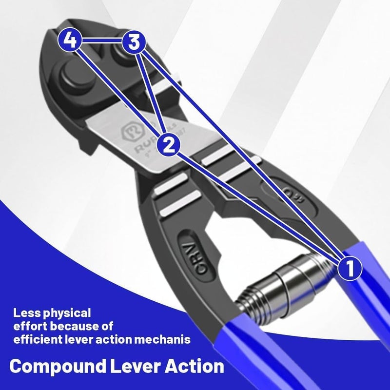 vomex 9-inch Mini Bolt Cutters Heavy Duty - Lock Cutter,Fence Cutter,CR-V Steel Blade,Spring-Loaded Design,Soft Grip & Lock for Wires, Chains, Screws, Hardware - Image 4